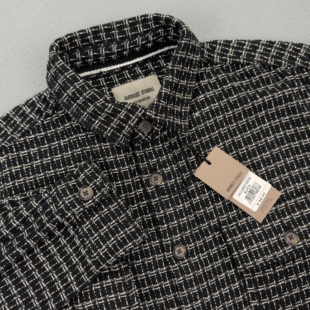 Amongst Others‎ Shirt Jacket Mens Medium Black Check Knit Outerwear Shacket